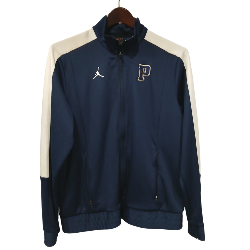 Jordan Mens sz Lg Track Jacket Full Zip‎ Navy Blue White Pitts Logo Athletic